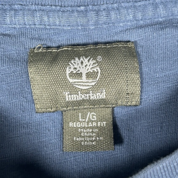 Timberland T Shirt Men's Size Large Blue Long Sleeve Blank Mini Logo Regular Fit - Picture 2 of 14